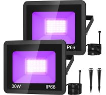UV gaismas lampa, 2 gabali 30 W LED UV melnā gaisma IP66 skatuves melnā gaisma UV plūdu efekta gaisma Halloween Ziemassvētku deju DJ disko pusei UV lampa