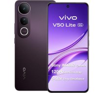vivo V50 Lite 5G viedtālrunis 8 GB 256 GB, 120 Hz 6,77 collu AMOLED, 50 MP Sony galvenā kamera, 5200 mAh akumulators, MediaTek Dimensity 6300, Dual SIM, NFC, IP69, Android 15, Black