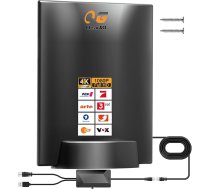 DVB-T/DVB-T2 antena ar pastiprinātāju - HDTV iekštelpu antena TV, 430 km liels darbības rādiuss un 360° uztveršana, ar magnētisko pamatni - atbalsta 4K/1080P visus televizorus DAB/UHF/VHF