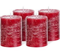 Brandsseller Pillar Candle, 4 sveces, komplekts, 7 x 10 cm, Ziemassvētku sveces, Adventes vainagiem, bordo krāsā