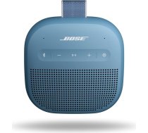 Bose jaunais pārnēsājamais SoundLink Micro skaļrunis (2. paaudzes), bezvadu āra skaļrunis ar līdz 12 stundu akumulatora darbības laiku, ūdensizturīgs un putekļizturīgs, zils, saulrieta krāsā