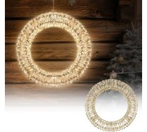 ECD Germany LED Ziemassvētku vainags, 50 cm diametrs, 720 silti baltas mikrodiodes un taimeris, IP44 ūdensnecaurlaidīgs iekštelpās/āra, 3D metāla vainags, LED apgaismojums, piekaramais vainags, gaismas vainags, durvju vainags,