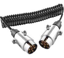 AGRISHOP Spirālveida kabelis piekabes 7-pin 12 V 2,4 m, piekabes pagarinājuma kabelis 7-pin Lauksaimniecības 7-pin kabelis ar 2 spraudņiem, gaismas josla piekabes 7 pin, piekabes kabeļa vads 7 līdz 7