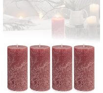 Smart-Planet 4 Ambiente Rustic Pillar Candles komplekts - Bordeaux - Liela lauku sveces 12 cm - ilgs degšanas laiks aptuveni 54 stundas Ziemassvētku sveces Adventes vainags
