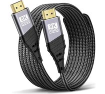 TEFLOTY HDMI 2.1 kabelis 8K - HDMI kabelis Ļoti ātrdarbīgs 48 Gbps 8K @ 60Hz 4K @ 120Hz 7680P eARC HDCP 2.2 & 2.3 DTS:X Dynamic HDR Dolby Atmos Saderīgs ar HDTV, PS5/4/3, Xbox Series X/S, monitoriem Vairāk