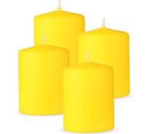 HS Candle Pillar Candles Pack of 4 Yellow Izmērs Diametrs 7 x 8 cm Vaska sveces Ilgs degšanas laiks līdz 20 stundām Nearomatizētas Pillar Candles Daudzas krāsas / izmēri