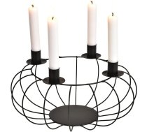 Adventes vainags Grozs Pīts sveču gredzens Sveču turētājs Sveču turētājs apaļš Adventes kompozīcija no metāla melns stienīšu svecēm Diametrs 30 cm Dekoratīvs vainags Ziemassvētku rotājums Sveču turētājs