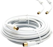 Premium X 25 m antenas kabeļa TV savienojuma kabelis HDTV Full HD, 4K koaksiālais kabelis - Pilnmetāla vīrišķais savienojums ar IEC sievišķo savienotāju ciparu TV un radio - DVB-T/T2, DVB-C, DVB-S/S2 - Balts