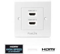 PureLink PureInstall PI105 HDMI sienas ligzda ar Ethernet kanālu 2 porti / HDMI A Female uz HDMI A Female / Sertificēts augsta ātruma 0,1 m