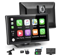 CARabc 9" bezvadu Apple CarPlay un Android automašīnas ekrāns, 4K Dash Cam 1080p atpakaļgaitas kamera, Car Play GPS Navigation AirPlay balss vadība / AUX/FM