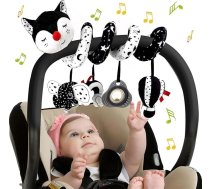 Bērnu ratiņu rotaļlieta Baby, bērnu sēdeklis auto sēdeklis gultas aktivitātes spirālveida rotaļlieta, jaundzimušo melns balts kontrasts rotaļlieta dāvana meitenēm un zēniem 0 3 6 9 12 mēneši