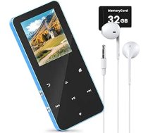 32 GB MP3 atskaņotājs Bluetooth, MP3/MP4 atskaņotājs ar skaļruni, austiņas, TF kartes slots, piemērots kā audio grāmata/ciparu audio atskaņotājs, 1,8 collu krāsu ekrāns, FM radio, video, balss ierakstīšana, ar sporta veidu