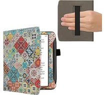 kwmobile Flip Case saderīgs ar Pocketbook Era/Era Colour - Priekšējais nodalījums Rokas siksna - Koka Marokas flīzes Daudzkrāsains brūns