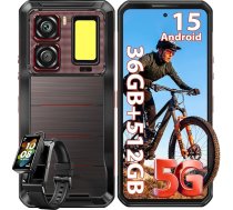 OUKITEL WP300 āra viedtālrunis 5G ar viedpulksteni, 36GB + 512GB āra mobilais tālrunis bez līguma Android 15, 16000mAh/45W būvlaukuma mobilais tālrunis, 6,8 collu FHD+ un 120Hz, 108MP, MTK D7050