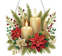 GHHKUD Ziemassvētku sveces Diamond Painting Window Pictures Divpusējs Diamond Painting piekariņš ar ķēdi, Diamond Painting Pictures Crystal Window Pictures, sienas piekaramie komplekti logu sienas dekoram