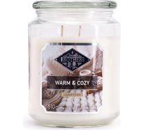 Candle Brothers liela aromātiskā svece stiklā | Silts un mājīgs | Ziemas aromātiskā svece | Svece ar ilgu degšanas laiku (80 h) | Svece ar vairākām daktīm | Sveces baltas