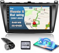 Hikity Wireless CarPlay Android 15 Auto Radio priekš Mazda 6 2007 2008 2009 2009 2010 2011 2012 Radio ar Dash Cam 9 collu skārienjūtīgais ekrāns Auto Radio ar navigācijas ekrānu WiFi RDS Radio SWC
