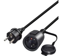 RIIEYOCA Shucko pagarinātāja kabelis, Schuko Europa kontaktdakšas pagarinātāja kabelis, 16A 250V, 2 kontaktu zemējuma kontaktdakšas strāvas kabelis ar aizsargvāciņu PDU UPS, melns, 3 m, 3 m