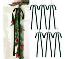 Xinnun Ziemassvētku samta loki 6 Pack 23,6 x 15,7 collu Ziemassvētku eglīte Topper loki Vintage lauku Ziemassvētku vainags saites Holiday amatniecības dāvanas Ziemassvētku eglītei ārā
