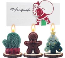 Ziemassvētku aromātiskās sveces, 3 Ziemassvētku aromātisko sveču komplekts, Ziemassvētku eglīte + cimdi + piparkūku cilvēks, Ziemassvētku aromterapijas sveces stresa mazināšanai, relaksācijai, spa