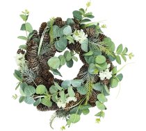 HEITMANN DECO - Vainags no priežu čiekuriem un lapām - brūns/zaļš - apmēram 35 x 35 cm