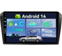 SXAUTO 【Iebūvēts 4G un DAB】Android 14 - 6G+128G - Auto Stereo Mazda 3 (2006-2012) Sat Nav - Bezvadu CarPlay Android Auto - Kamera + MIC - QLED 9 collu 2 Din - WIFI Stūres rats 360-CAM HDMI DSP