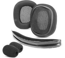 Elpojošu ausu spilventiņu nomaiņa + galvas lente, kas saderīga ar Logitech G930 G930s 430 G432 austiņu ausu spilventiņu spilventiņiem (elpojošs audums/augsta blīvuma putas)