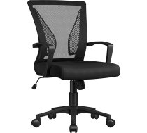 Yaheetech ergonomisks biroja krēsls, rakstāmgalda krēsls ar tīklveida pārvalku, darba krēsls ar roku balstiem, vadītāju krēsls ar tīklveida pārvalku, regulējams datora krēsls, augstums 136 kg, elpojošs, šūpuļkrēsla funkcija, melns