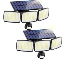 AIXPI Saules lampas āra apgaismojumam ar kustības sensoru, 240 LED saules starmeši āra apgaismojumam, IP65 ūdensizturība, 270° apgaismojuma leņķis, saules lampas garāžai, dārzam, pagalmam, kāpnēm, ārdurvīm, 2 gab. iepakojumā