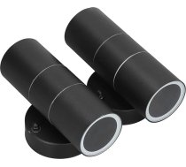 2 āra sienas lampu komplekts, zema patēriņa, enerģiju taupoša GU10 sienas gaisma, ūdensizturīgs LED cilindra augšupvērsts sienas apgaismojums dzīvojamai istabai pagalmā vai villā (melns)