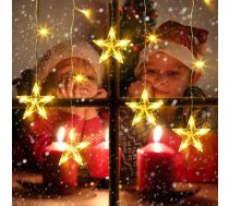 ELKTRY Ziemassvētku rotājums ar 5 zvaigznēm, 36 LED, logu rotājums ar taimeri, atmiņas funkcija, iekštelpu baterija, silti balts un krāsains, 8 režīmi, ūdensizturīgs, Ziemassvētku zvaigzne, āra rotājums logiem,
