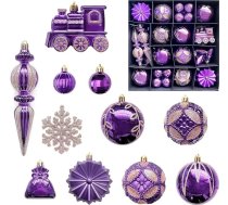 MORAINJAY 60 violetu plastmasas Ziemassvētku eglīšu bumbiņu komplekts, diametrs 4 cm un 8 cm, piekaramie dekori, Ziemassvētku eglīšu bumbas, eglīšu piekariņi, svētku rotājumi mājai