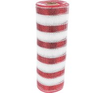 HEALLILY 1 rullis Ziemassvētku Poly Mesh lentes metālisks sarkans un balts svītras folijas lentes dekoratīvā amatniecības lentes DIY vainags piekariņš Ziemassvētku eglīte rotājumi mājas puse