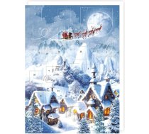 Tradicionālais Adventes kalendārs - Ziemassvētku vecītis pār ciematu - bez šokolādes