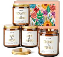 AOOVOO aromātisko sveču dāvanu komplekts - 4 x 255 g, dabīgs sojas vasks, ar rokām darinātas aromātiskās sveces stiklā mājas smaržai, augstas kvalitātes aromterapijas sveču dāvanu komplekts sievietēm, degšanas laiks 200 stundas
