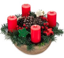 Hanobe koka adventes vainags Ziemassvētku dekorēšanai Adventes izkārtojums: Adventa sveces turētājs ar 4 sveču turētājiem Adventa pasākumu dekorēšanai: apaļš Adventa sveces turētājs ar 4 sveču turētājiem Adventa pasākumu dekorēšanai