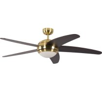 Melton griestu ventilators ar apgaismojumu un tālvadības pulti, misiņa korpuss, brūns/balts, 132 cm