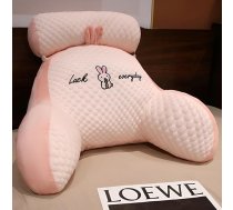 LANPEW lasīšanas spilvens ar roku balstiem, atzveltnes spilvens gultai, dīvānam, īpaši liels pieaugušo atzveltnes spilvens lasīšanai ar noņemamu kakla rullīti (Bean Velvet Pink, 70 x 50 cm)
