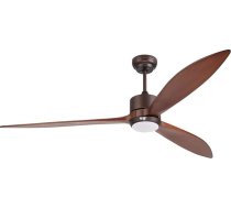 reiga 165 cm masīvkoka āra griestu ventilators ar līdzstrāvas motoru, LED apgaismojuma komplekts, saderīgs ar Alexa Google Home lietotni un tālvadības pulti, 6 ātrumi, IP44, brūns koka spārns