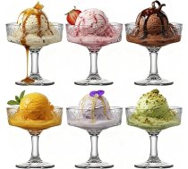 Haayymo Sundae glāžu komplekts ar 6 īsiem kātiņiem, saldējuma deserta glāzes, piena kokteiļu soda strūklaka, glāze, deserta tasītes ar kājiņām, saldējuma trauki, trauku mazgājamā mašīnā mazgājami stikla trauki (T1001)