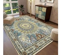 Rururug dzīvojamās istabas paklājs 200 x 300 cm, īss kaudziņš, liels vintage austrumniecisks paklājs, neslīdošs, mazgājams guļamistabai, virtuvei, ēdamistabai - bēšs, dzeltens, brūns