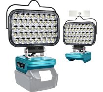 LED akumulatora lampa Makita 18 V, 126 W 5800 LM bezvadu prožektors, celtniecības prožektors, LED kempinga apgaismojums ar USB un C tipa un zemsprieguma aizsardzību dārziem, garāžām (bez akumulatora)