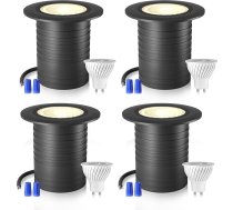 4 iebūvētu grīdas prožektoru komplekts āra grozāmie grīdas prožektori GU10 IP67 siltā baltā krāsā ar 5 W LED GU10 grīdas apgaismojumu āra terases apgaismojums DC12 V 3000 K dārzam, pagalmam, zālienam,