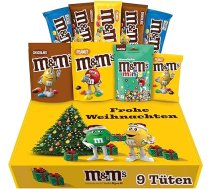 M&M'S Merry Christmas Snack Mix I Zemesriekstu, kraukšķīgs, šokolādes, šokolādes miniatūras I 4 šķirnes I 9 iepakojumi I 724 g I Ziemassvētku dāvanu kaste