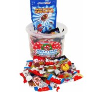Ziemassvētku dāvanu komplekts, dāvanu iesaiņojums ar 1 kg Ziemassvētku saldumu un Ziemassvētku šokolādes, CAPTAIN PLAY Santa's Crazy Chritsmas Bucket, dāvanu ideja gatavā dāvanu kastē