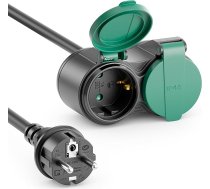 deleyCON 2 m āra pagarinātājs Strāvas pagarinātājs IP44 (H07RN-F 3G1,5 mm²) Strāvas pagarinātājs, izturīgs pret laikapstākļiem, gumijas kabelis izmantošanai ārpus telpām - aizsargājošs kontaktspraudnis ar 2 x sieviešu kontaktdakšu - me