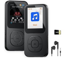 64 GB MP3 atskaņotājs ar Bluetooth 5.3, pārnēsājams mūzikas atskaņotājs ar skaļruni, FM radio, diktofonu, HiFi, ilgs akumulatora darbības laiks, ātra pārraide, taimera funkcija, paplašināms līdz 256 GB (melns)