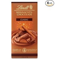 Lindt Chocolate | Ziemassvētku šokolādes tāfelīte Classic | 4 x 100 g | 4 gab. | Iepakojumā | Piena šokolāde ar riekstu krēmu un kanēļa un koriandra garšu | Svētku šokolāde Ziemassvētku sezonai