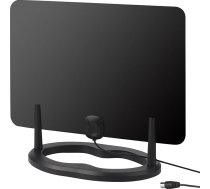 August DTA455 DVB-T/DVB-T2 HD antena 1080p digitālās TV antenas 5 dBi spēcīgāka iekštelpu antena liela darbības rādiusa statīvs/līmējamais paliktnis 3 m kabelis televīzijai un visām DVB-T2 ierīcēm iekštelpās ārā