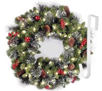 40 cm Ziemassvētku vainags, adventes vainags, Ziemassvētku rotājums, durvju vainags, āķis, Ziemassvētku durvju rotājums mājai, birojam, Ziemassvētku rotājums (zaļš A)